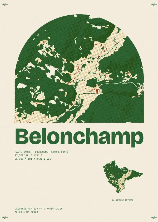 Affiche de Belonchamp, calculée par 123-fr d'après l'IGN