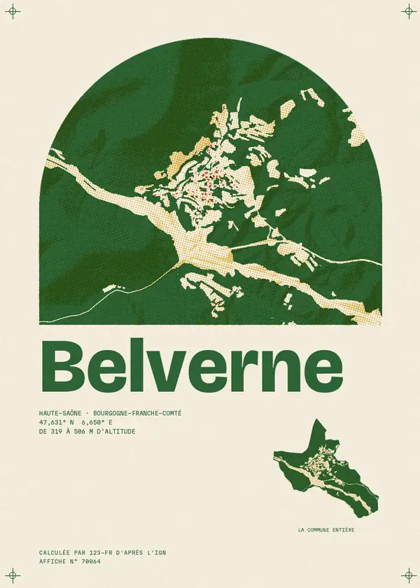 Affiche de Belverne, calculée par 123-fr d'après l'IGN