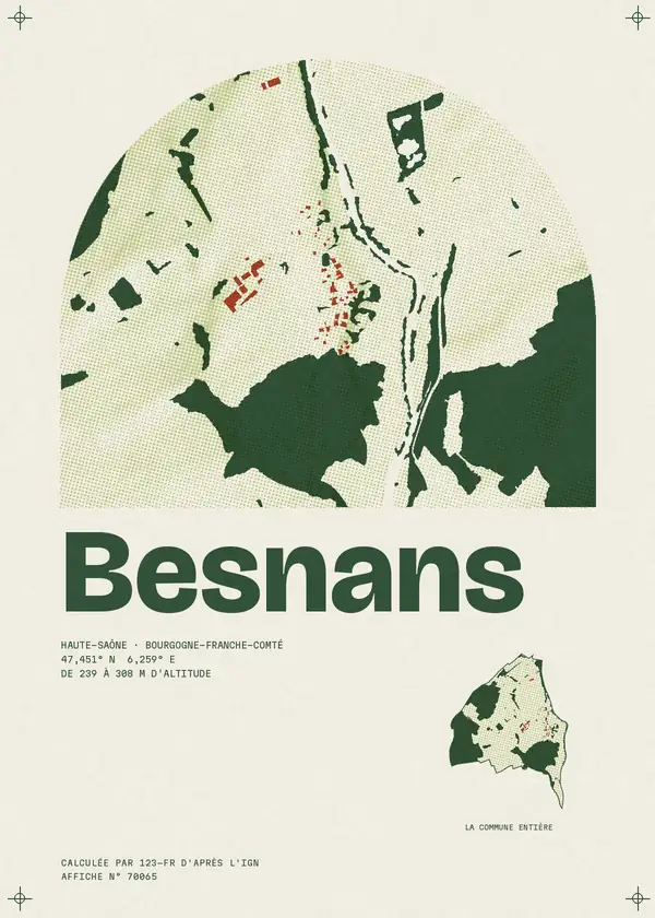 Affiche de Besnans, calculée par 123-fr d'après l'IGN