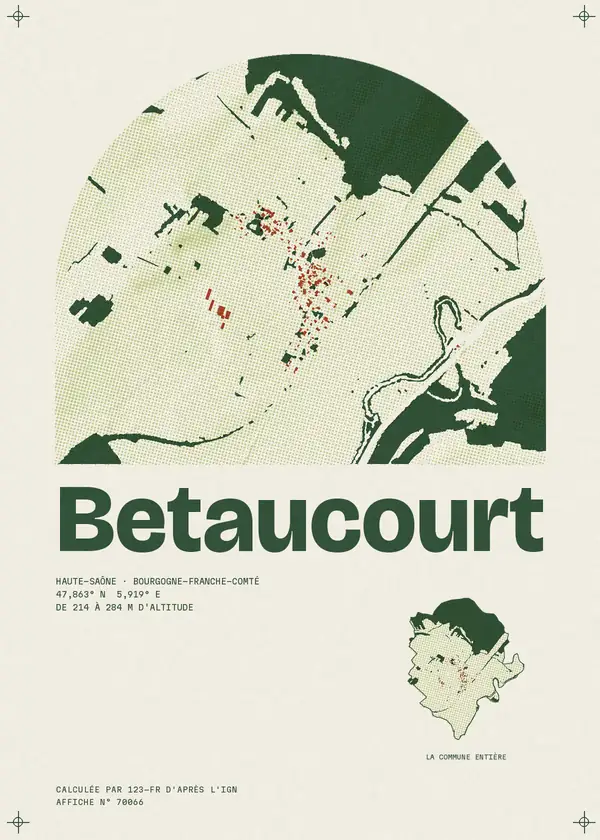 Affiche de Betaucourt, calculée par 123-fr d'après l'IGN