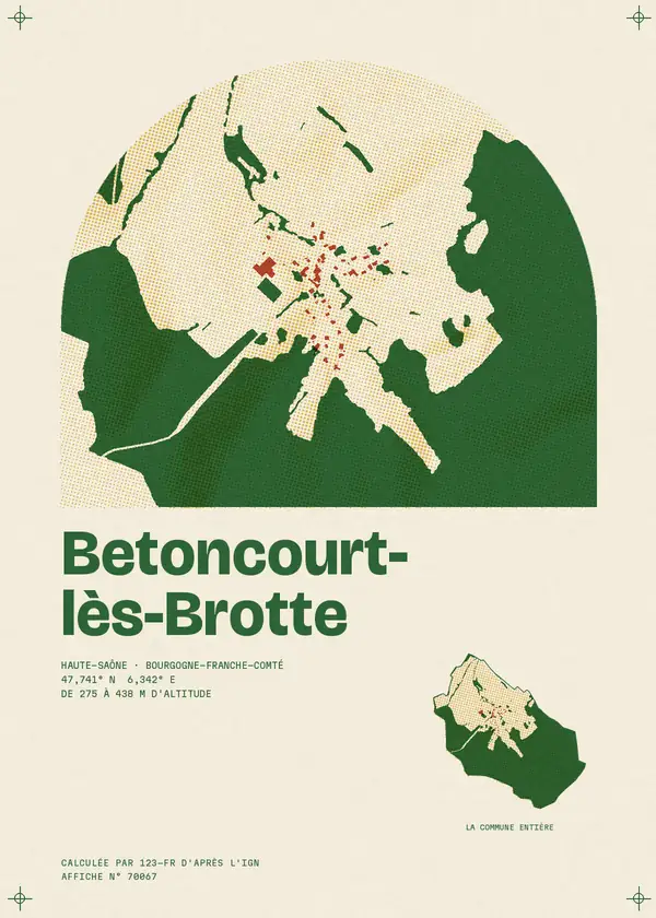 Affiche de Betoncourt-lès-Brotte, calculée par 123-fr d'après l'IGN