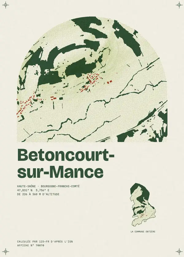 Affiche de Betoncourt-sur-Mance, calculée par 123-fr d'après l'IGN