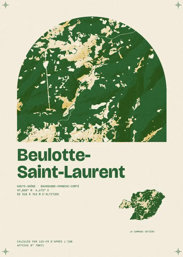 Affiche de Beulotte-Saint-Laurent, calculée par 123-fr d'après l'IGN