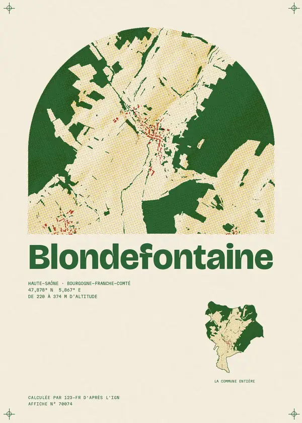 Affiche de Blondefontaine, calculée par 123-fr d'après l'IGN
