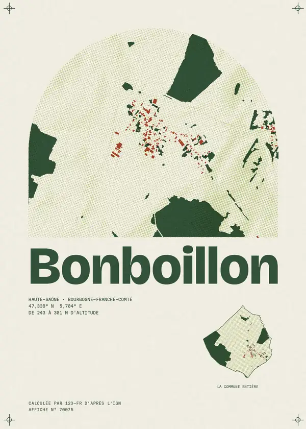 Affiche de Bonboillon, calculée par 123-fr d'après l'IGN