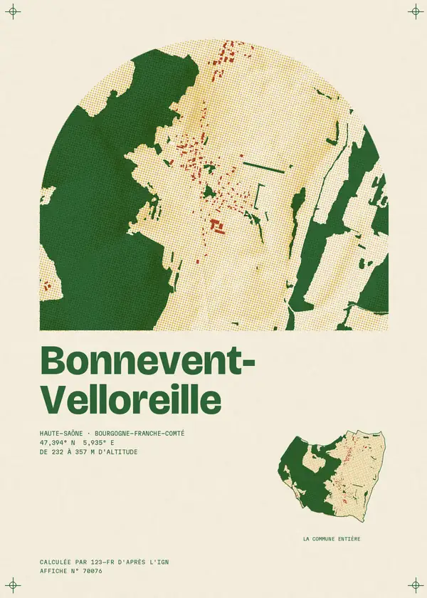 Affiche de Bonnevent-Velloreille, calculée par 123-fr d'après l'IGN