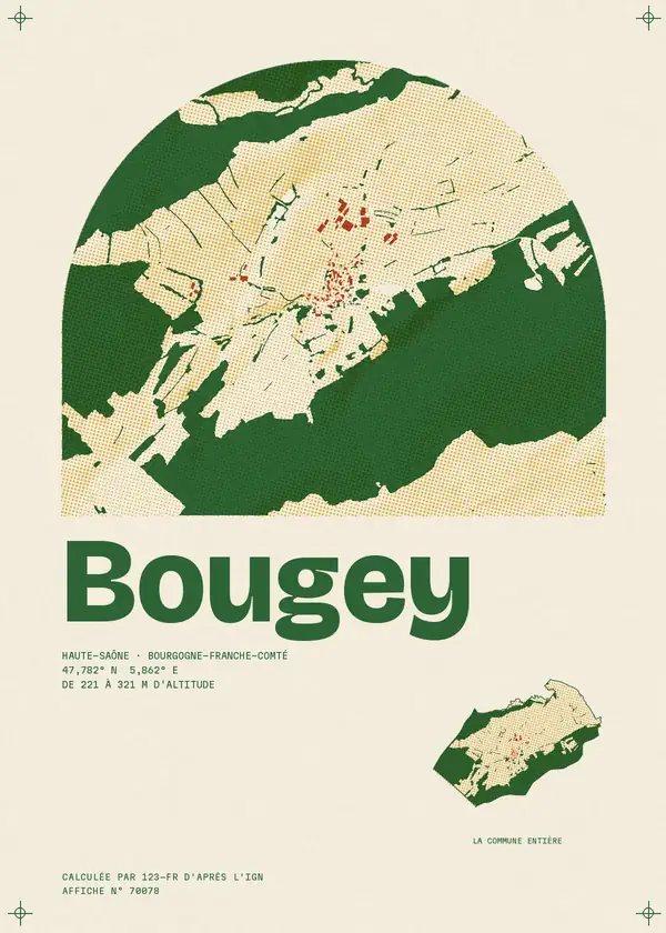 Affiche de Bougey, calculée par 123-fr d'après l'IGN