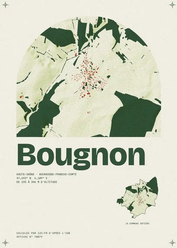 Affiche de Bougnon, calculée par 123-fr d'après l'IGN