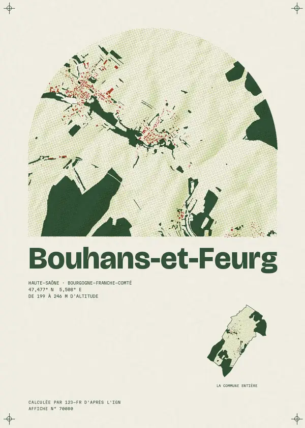 Affiche de Bouhans-et-Feurg, calculée par 123-fr d'après l'IGN