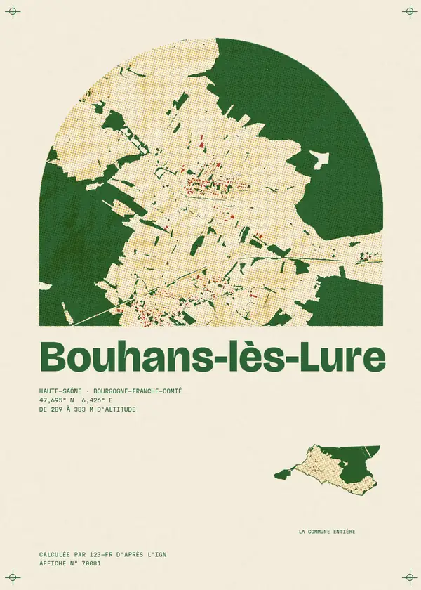 Affiche de Bouhans-lès-Lure, calculée par 123-fr d'après l'IGN