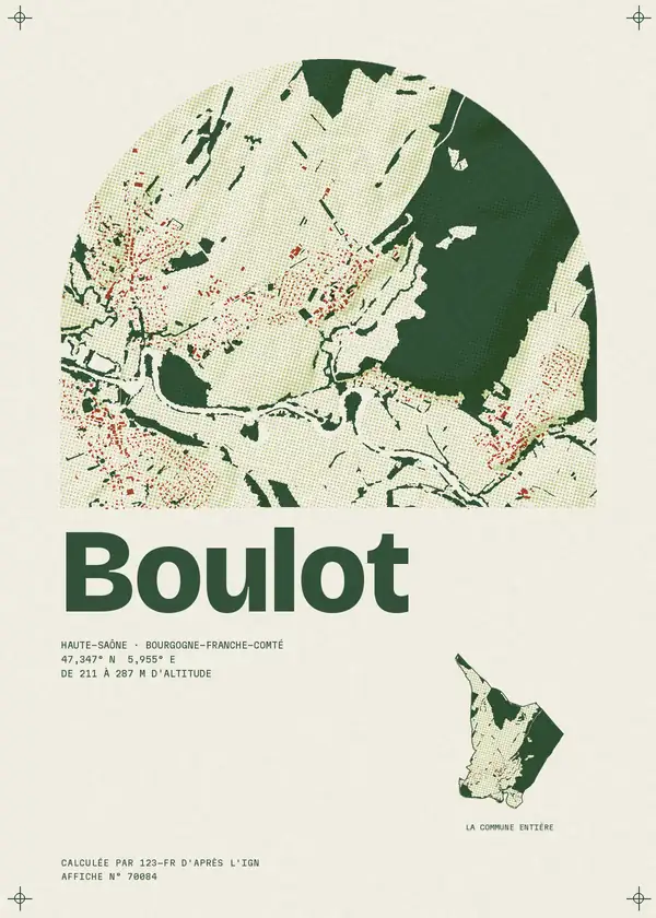 Affiche de Boulot, calculée par 123-fr d'après l'IGN