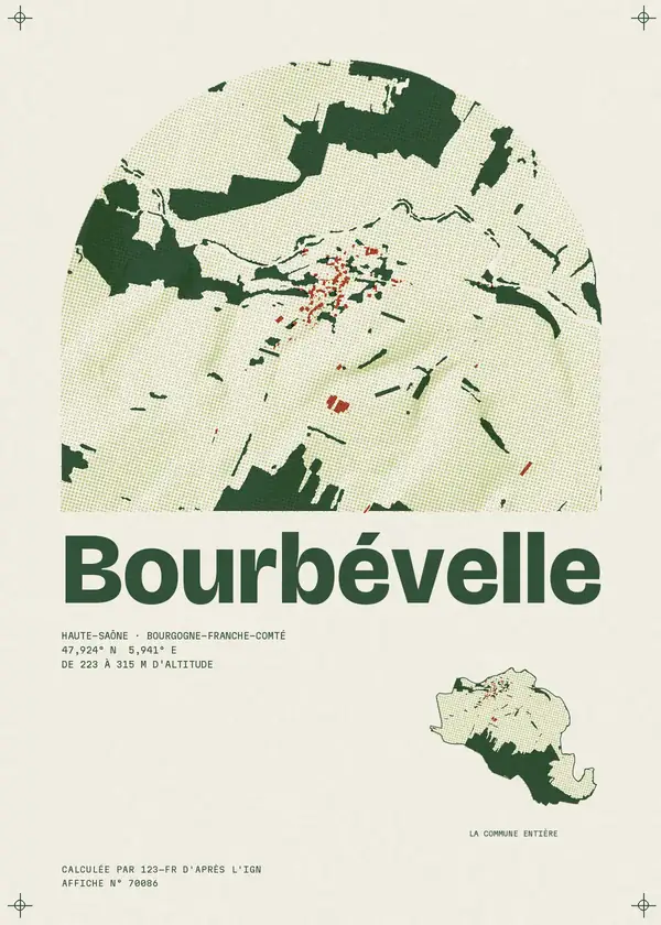 Affiche de Bourbévelle, calculée par 123-fr d'après l'IGN