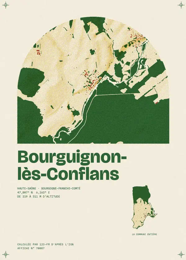 Affiche de Bourguignon-lès-Conflans, calculée par 123-fr d'après l'IGN