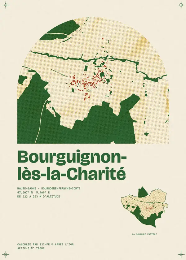 Affiche de Bourguignon-lès-la-Charité, calculée par 123-fr d'après l'IGN