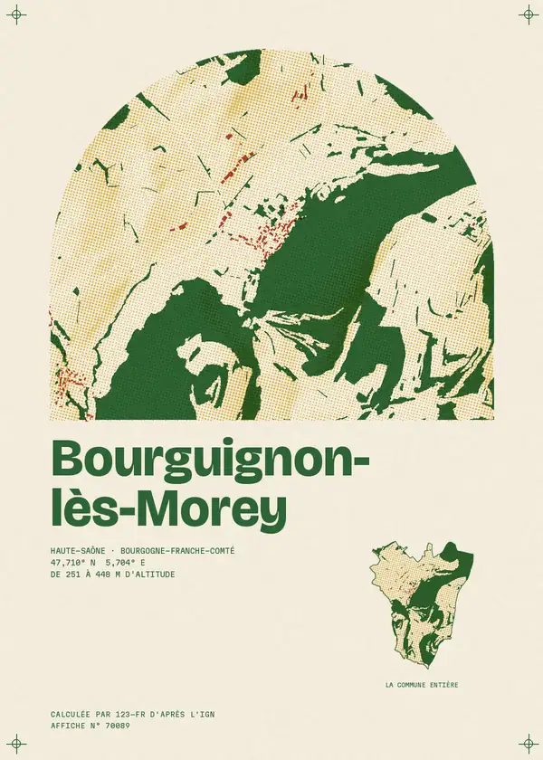 Affiche de Bourguignon-lès-Morey, calculée par 123-fr d'après l'IGN
