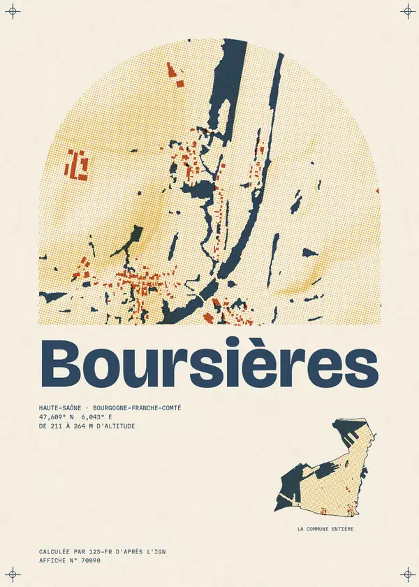 Affiche de Boursières, calculée par 123-fr d'après l'IGN
