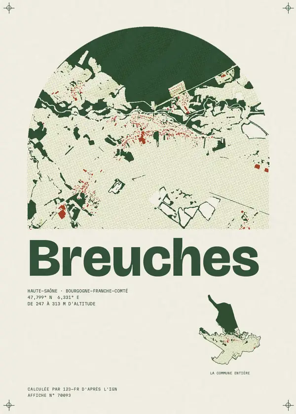 Affiche de Breuches, calculée par 123-fr d'après l'IGN