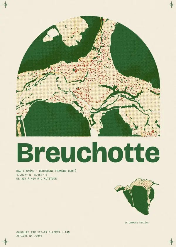 Affiche de Breuchotte, calculée par 123-fr d'après l'IGN