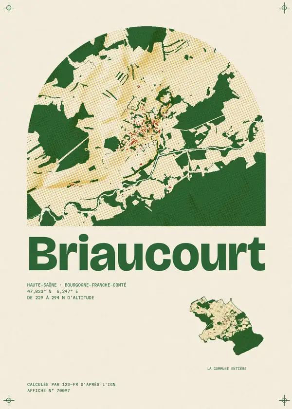 Affiche de Briaucourt, calculée par 123-fr d'après l'IGN