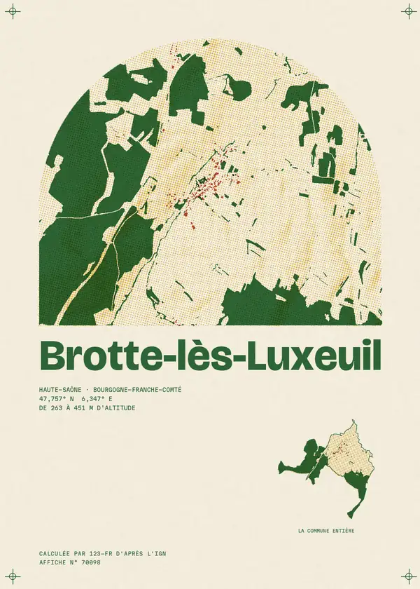 Affiche de Brotte-lès-Luxeuil, calculée par 123-fr d'après l'IGN