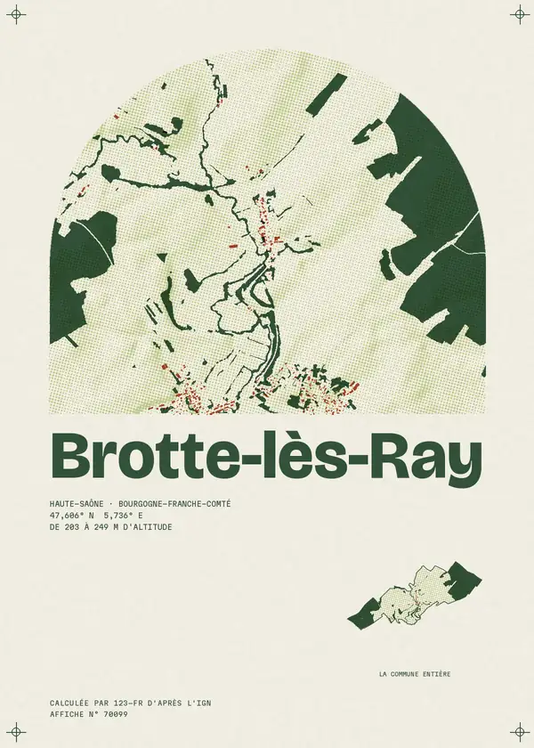 Affiche de Brotte-lès-Ray, calculée par 123-fr d'après l'IGN