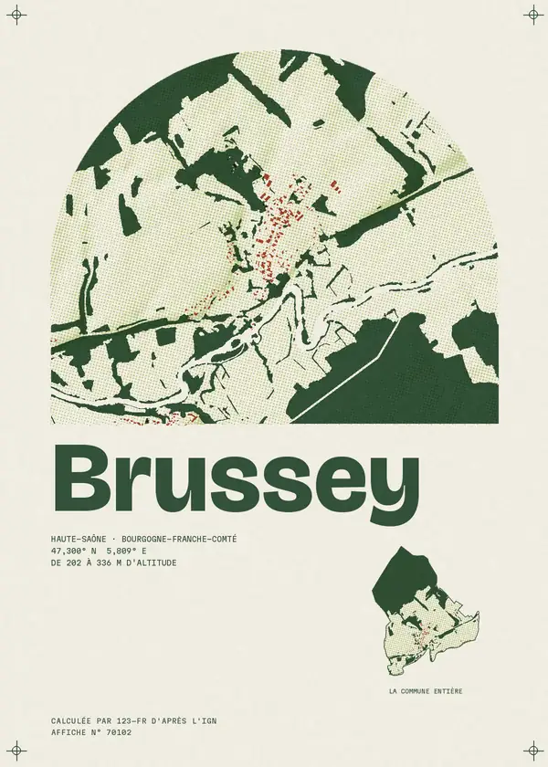Affiche de Brussey, calculée par 123-fr d'après l'IGN