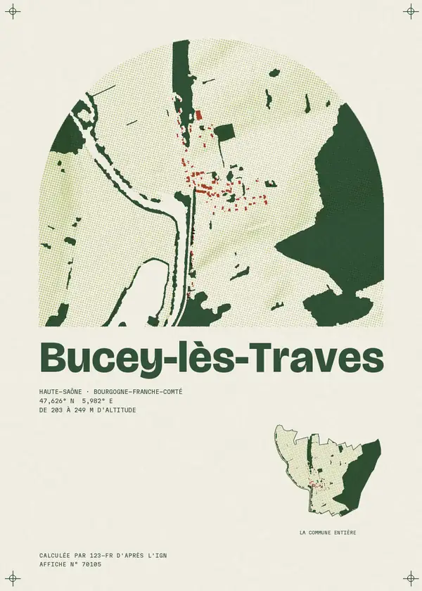 Affiche de Bucey-lès-Traves, calculée par 123-fr d'après l'IGN