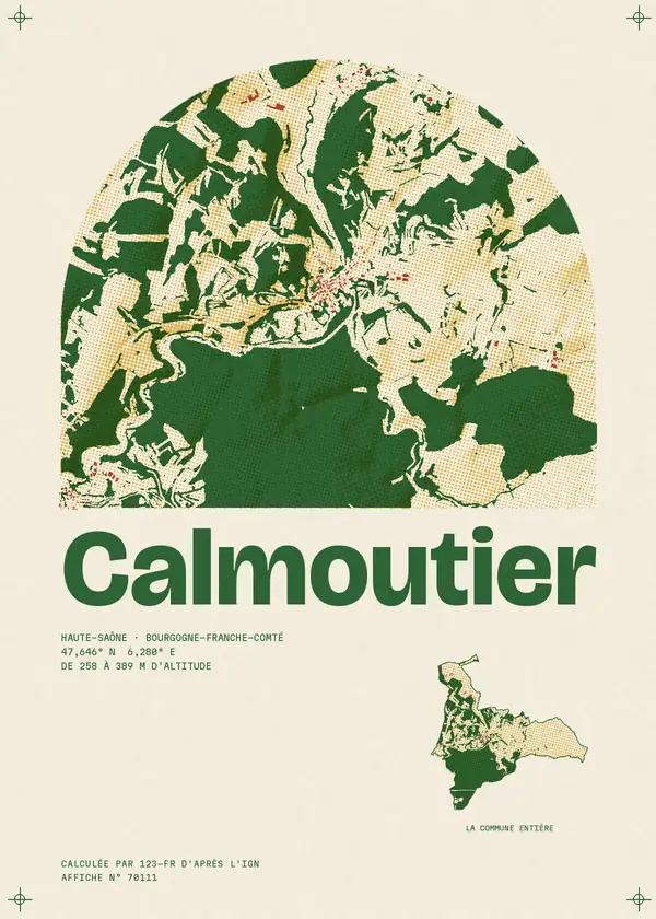 Affiche de Calmoutier, calculée par 123-fr d'après l'IGN