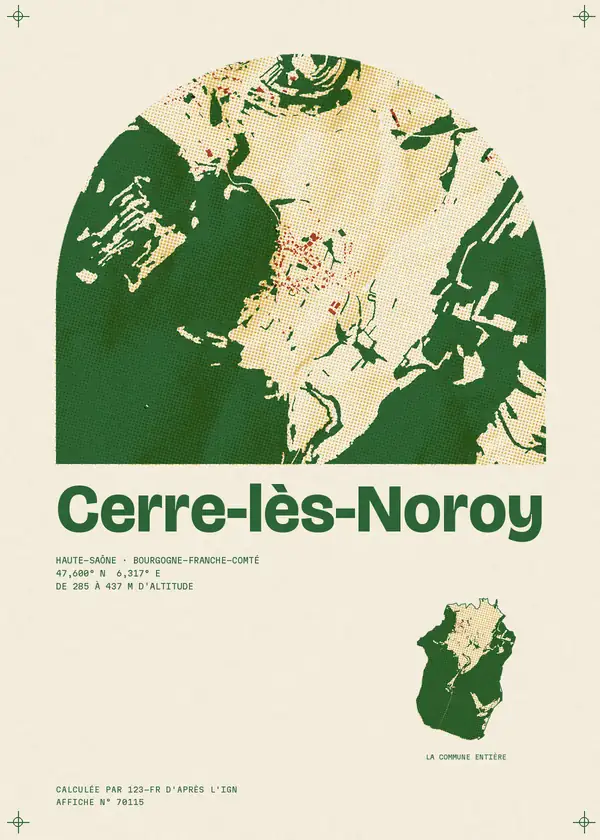 Affiche de Cerre-lès-Noroy, calculée par 123-fr d'après l'IGN