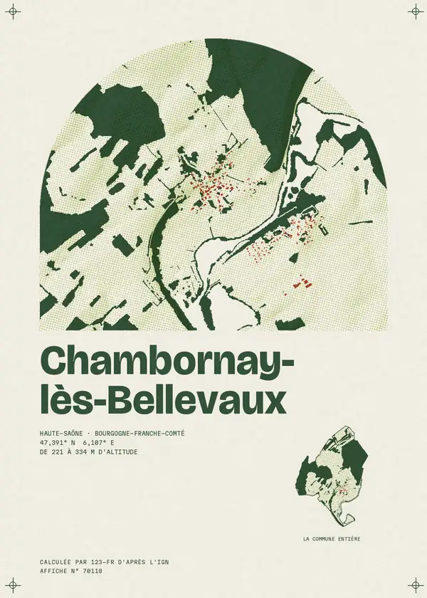 Affiche de Chambornay-lès-Bellevaux, calculée par 123-fr d'après l'IGN