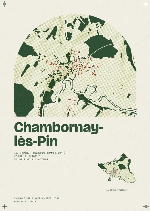 Affiche de Chambornay-lès-Pin, calculée par 123-fr d'après l'IGN