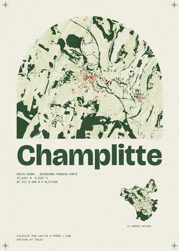 Affiche de Champlitte, calculée par 123-fr d'après l'IGN