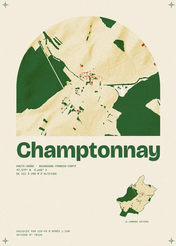 Affiche de Champtonnay, calculée par 123-fr d'après l'IGN