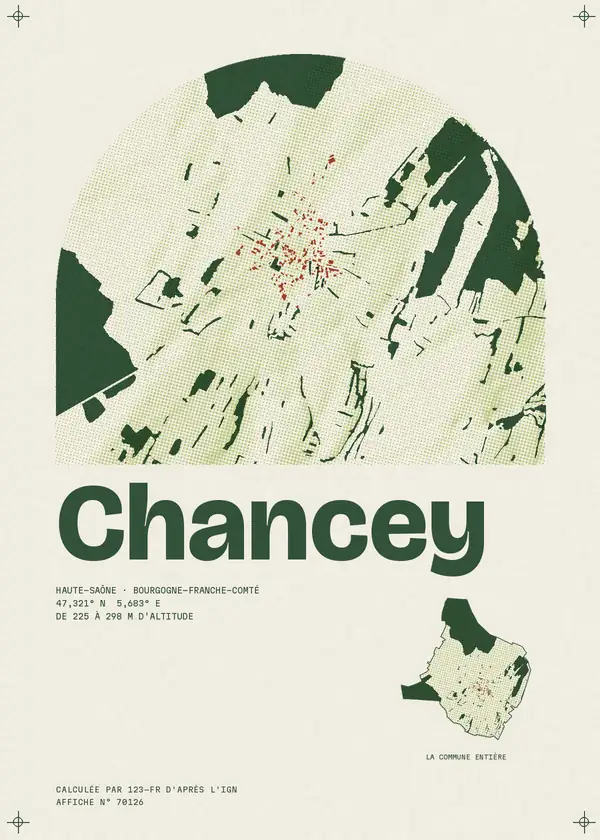 Affiche de Chancey, calculée par 123-fr d'après l'IGN