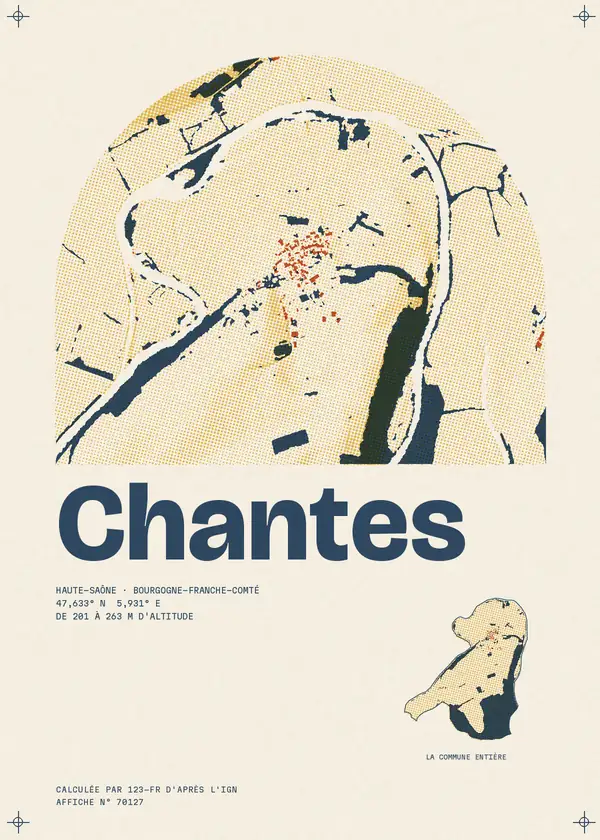 Affiche de Chantes, calculée par 123-fr d'après l'IGN