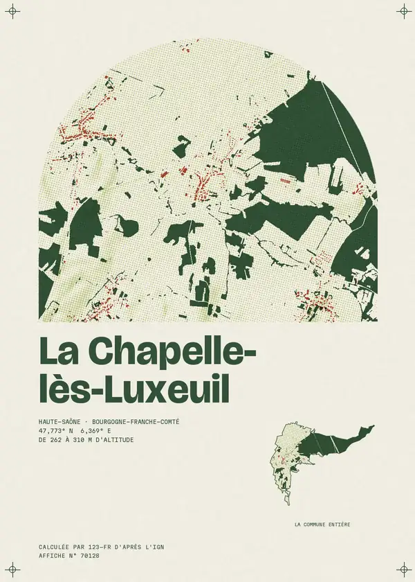 Affiche de La Chapelle-lès-Luxeuil, calculée par 123-fr d'après l'IGN