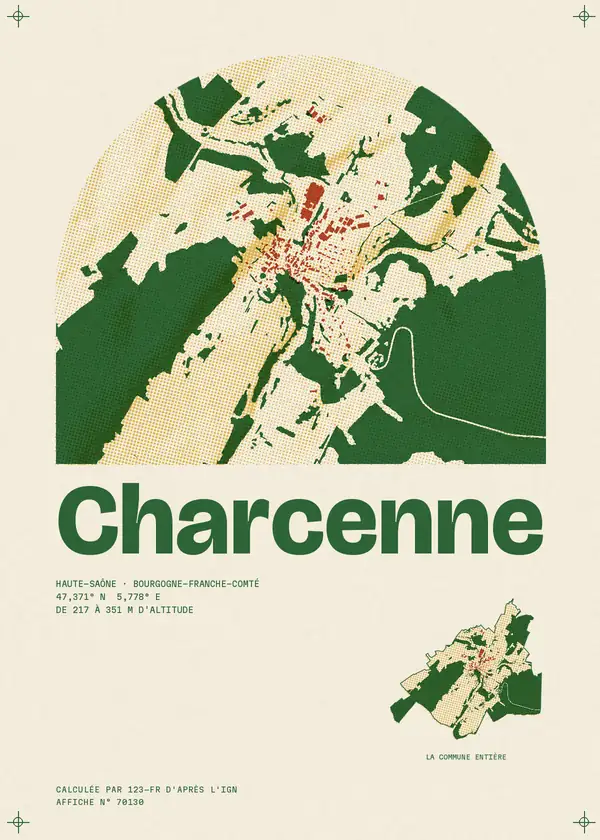 Affiche de Charcenne, calculée par 123-fr d'après l'IGN
