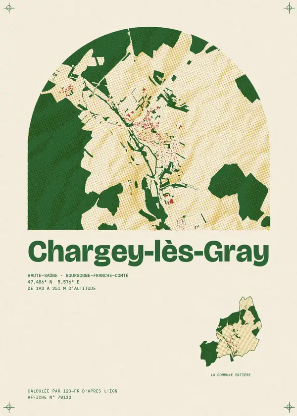 Affiche de Chargey-lès-Gray, calculée par 123-fr d'après l'IGN