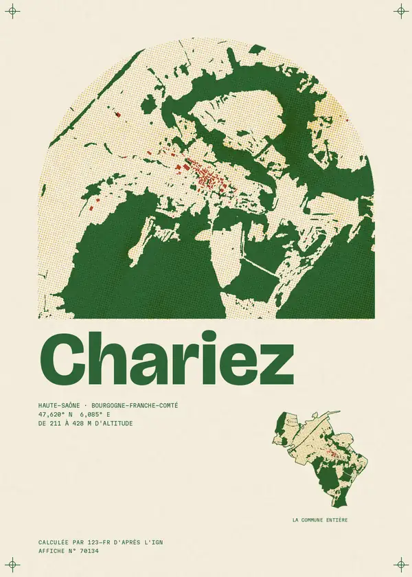 Affiche de Chariez, calculée par 123-fr d'après l'IGN