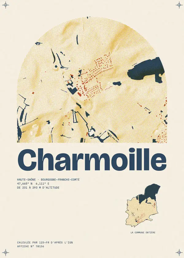Affiche de Charmoille, calculée par 123-fr d'après l'IGN