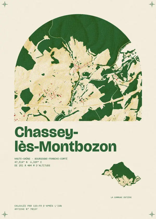 Affiche de Chassey-lès-Montbozon, calculée par 123-fr d'après l'IGN