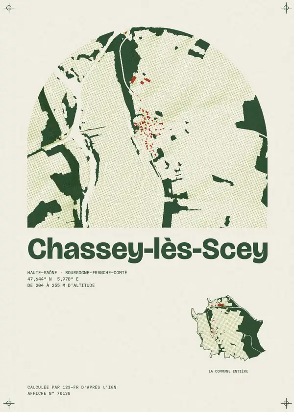 Affiche de Chassey-lès-Scey, calculée par 123-fr d'après l'IGN