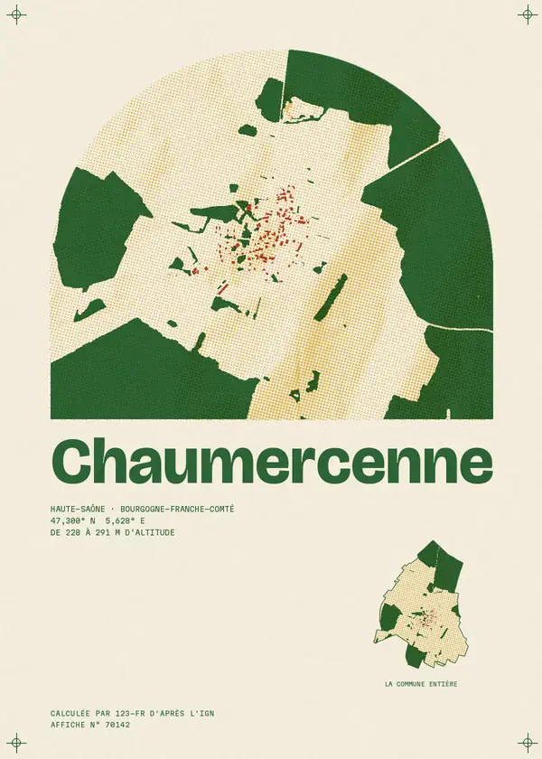 Affiche de Chaumercenne, calculée par 123-fr d'après l'IGN