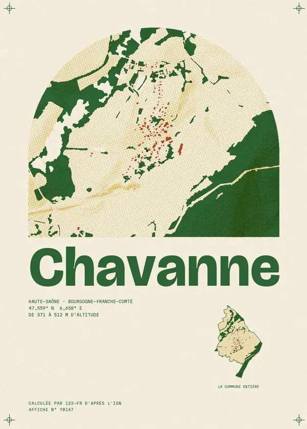 Affiche de Chavanne, calculée par 123-fr d'après l'IGN