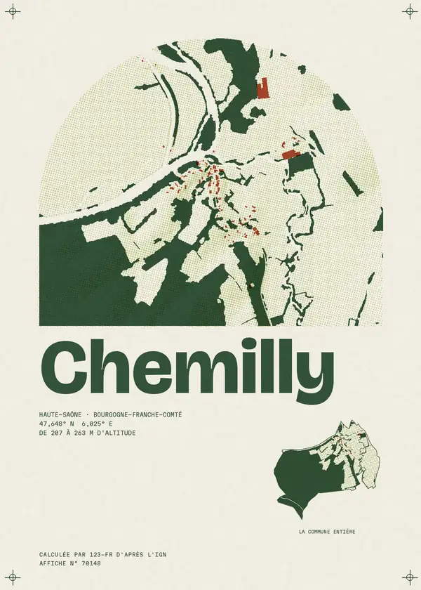 Affiche de Chemilly, calculée par 123-fr d'après l'IGN