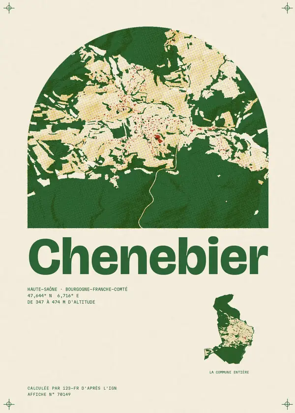 Affiche de Chenebier, calculée par 123-fr d'après l'IGN