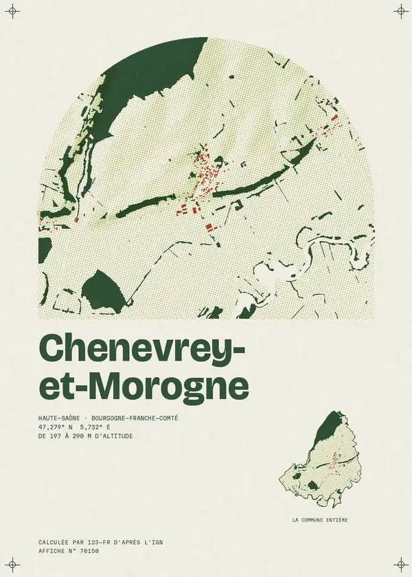 Affiche de Chenevrey-et-Morogne, calculée par 123-fr d'après l'IGN
