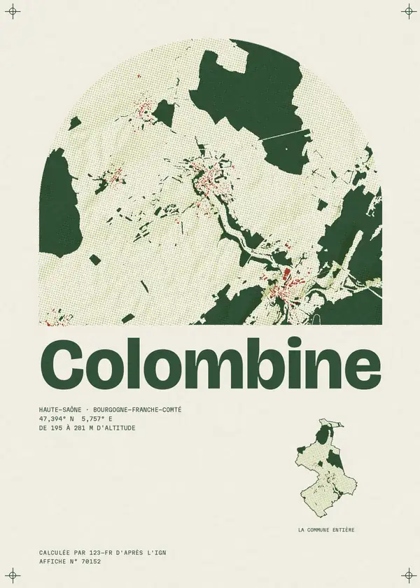 Affiche de Colombine, calculée par 123-fr d'après l'IGN