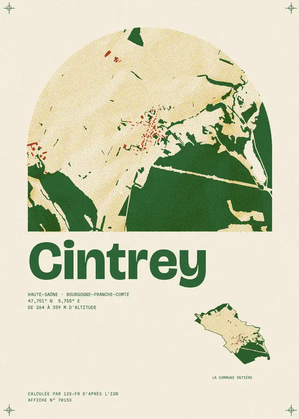 Affiche de Cintrey, calculée par 123-fr d'après l'IGN