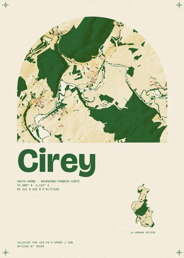 Affiche de Cirey, calculée par 123-fr d'après l'IGN